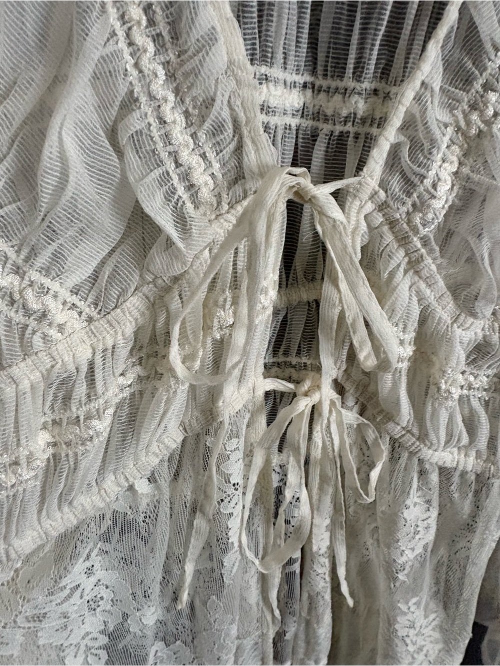 Sheer Lace Maxi Robe - Ivory - Picture 4 of 4